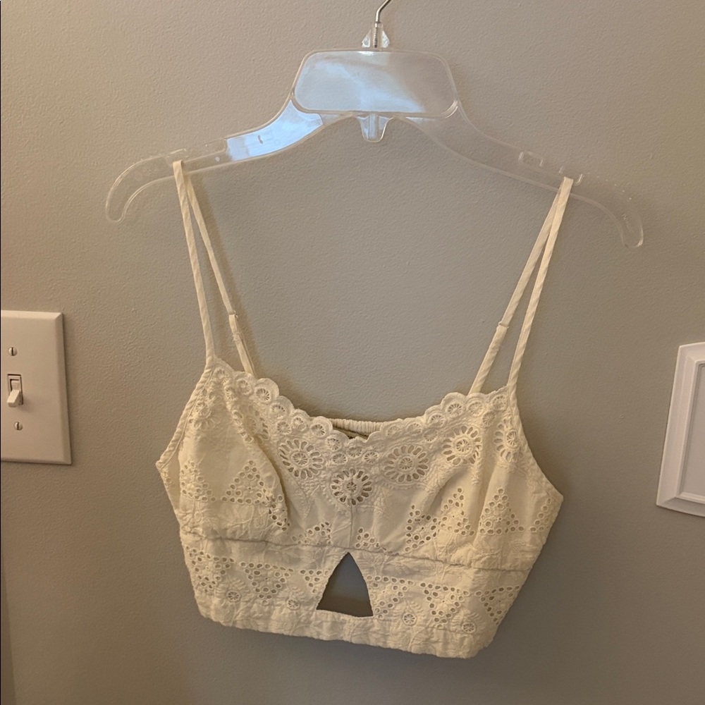 American Eagle Outfitters Cream Eyelet Lace Cami